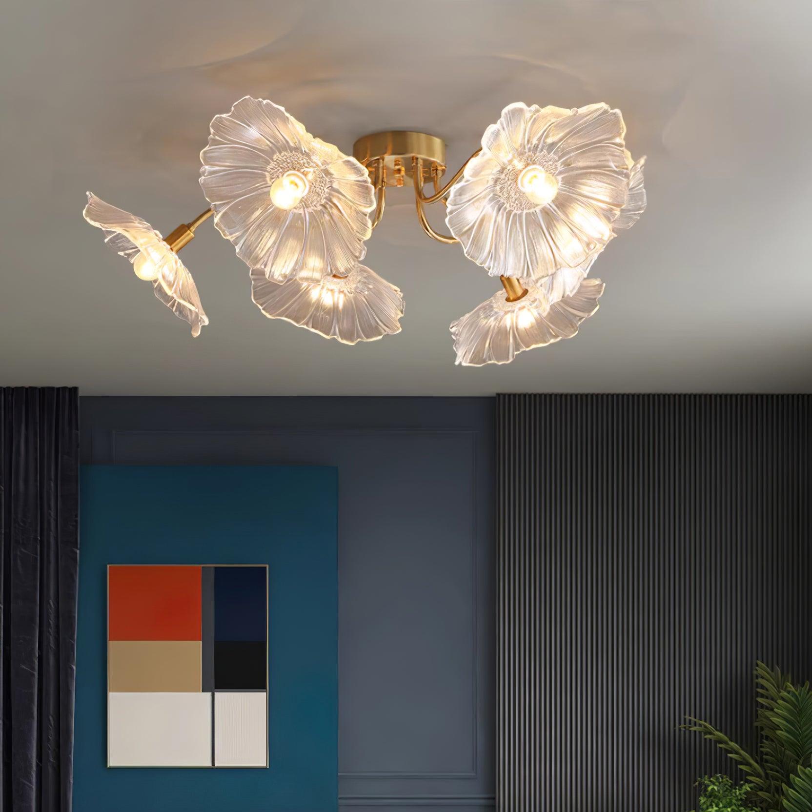 Valentina Glass Flowers Flush Mount Ceiling Light - Letslighting