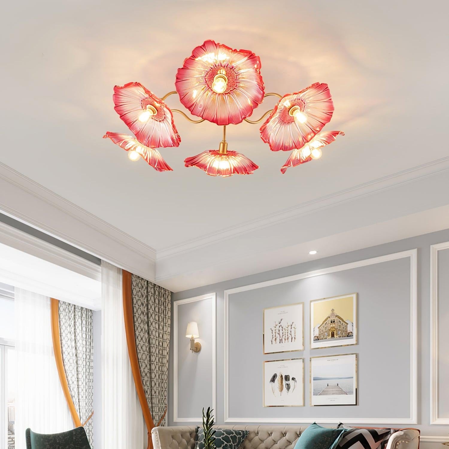 Valentina Glass Flowers Flush Mount Ceiling Light - Letslighting
