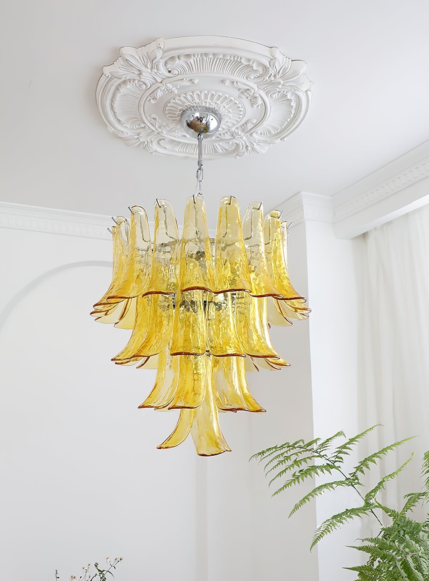 Aurora Chandelier Murano Glass Petals Vintage - Letslighting