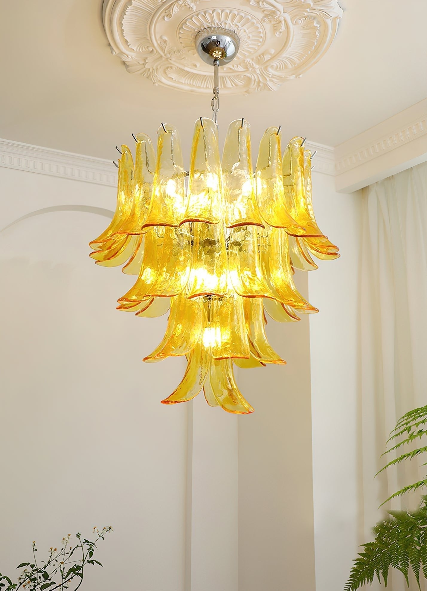 Aurora Chandelier Murano Glass Petals Vintage - Letslighting