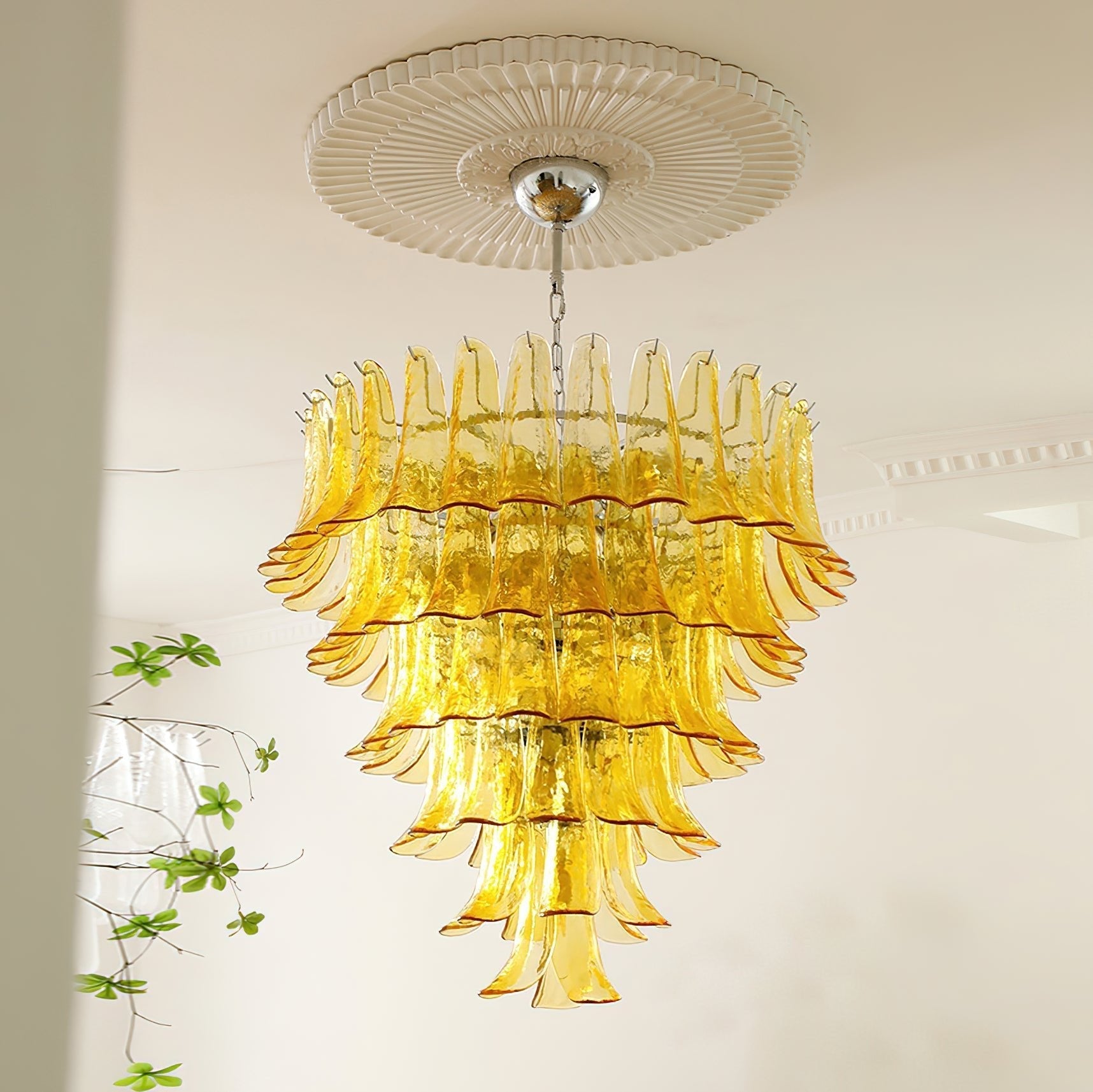Aurora Chandelier Murano Glass Petals Vintage - Letslighting