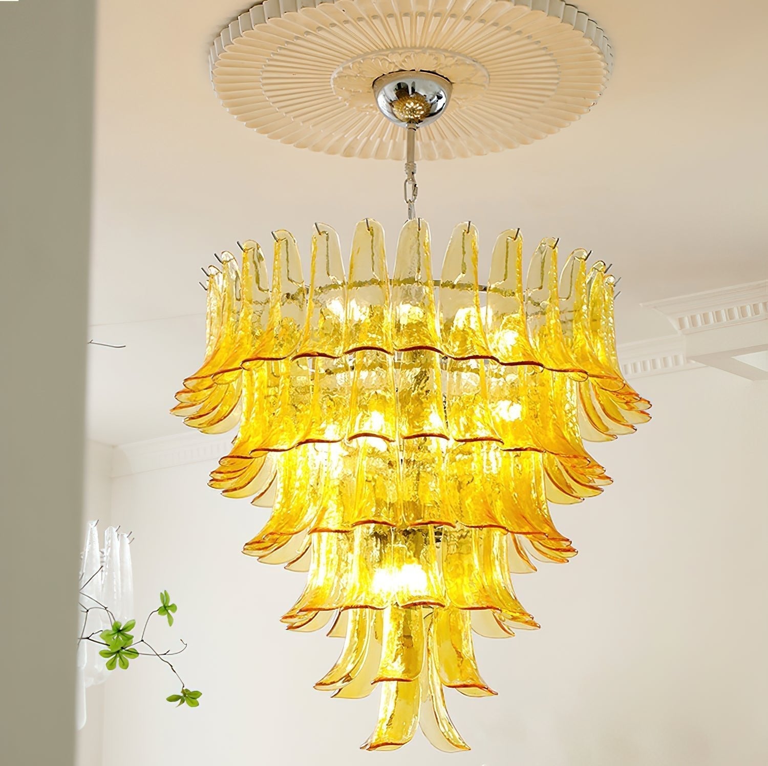 Aurora Chandelier Murano Glass Petals Vintage - Letslighting