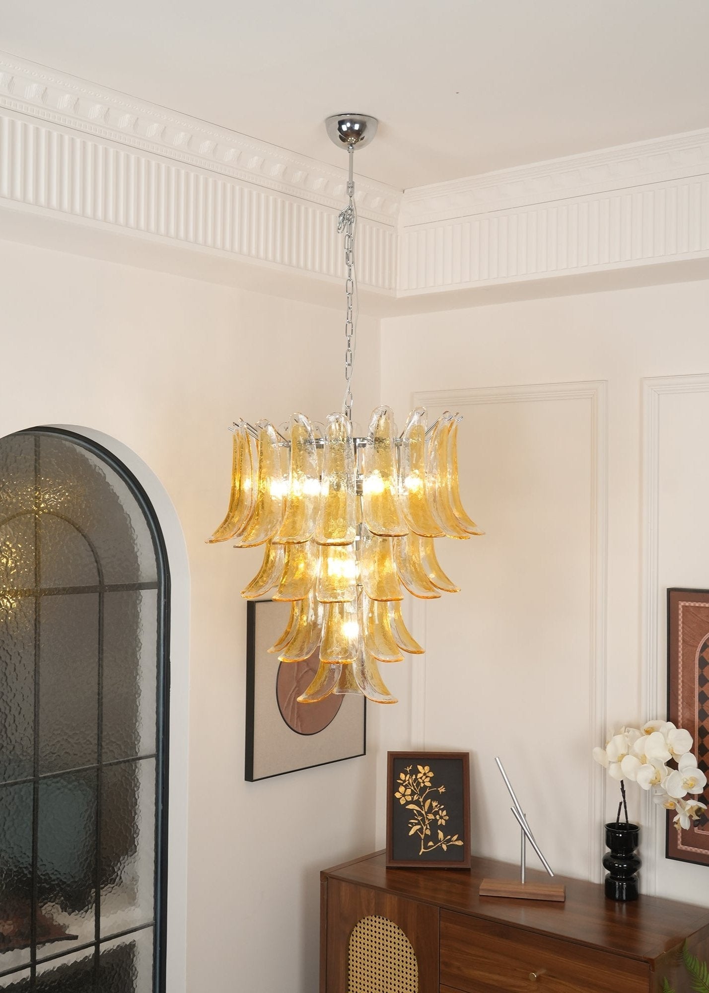 Aurora Chandelier Murano Glass Petals Vintage - Letslighting
