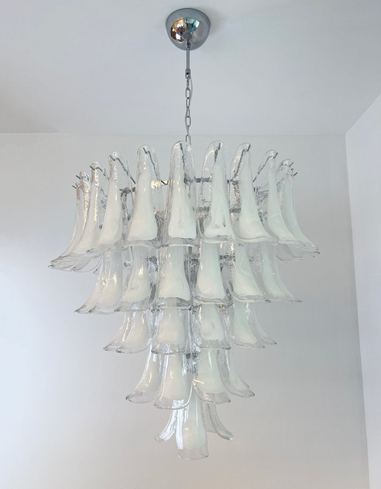 Aurora Chandelier Clear Murano Glass Petal Vintage - Letslighting