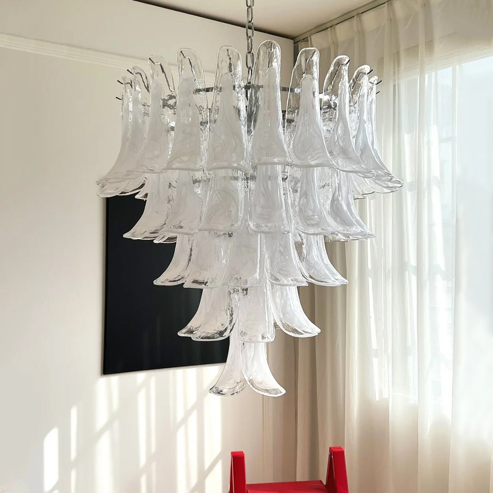 Aurora Chandelier Clear Murano Glass Petal Vintage - Letslighting
