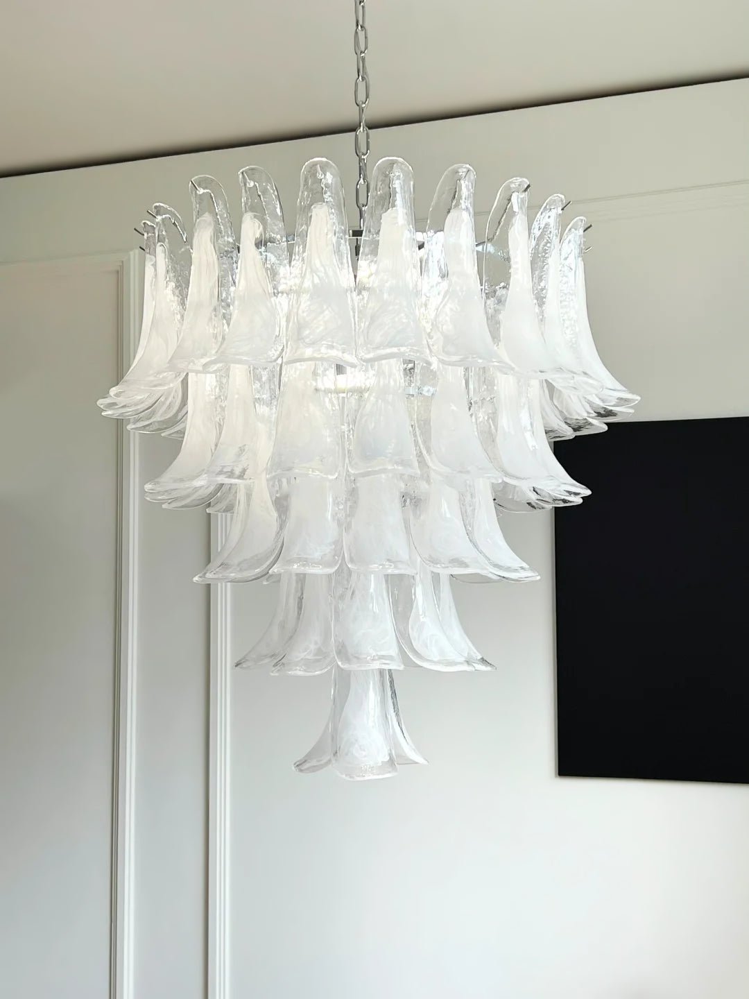 Aurora Chandelier Clear Murano Glass Petal Vintage - Letslighting