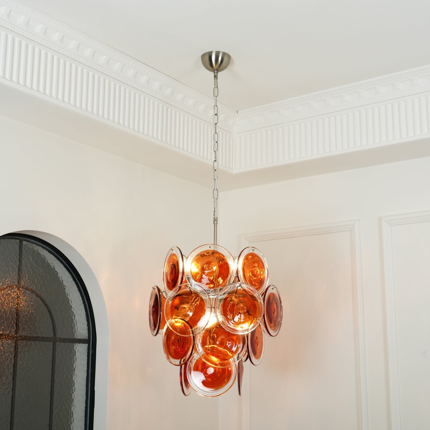Aurora Chandelier Murano Orange Glass - Letslighting