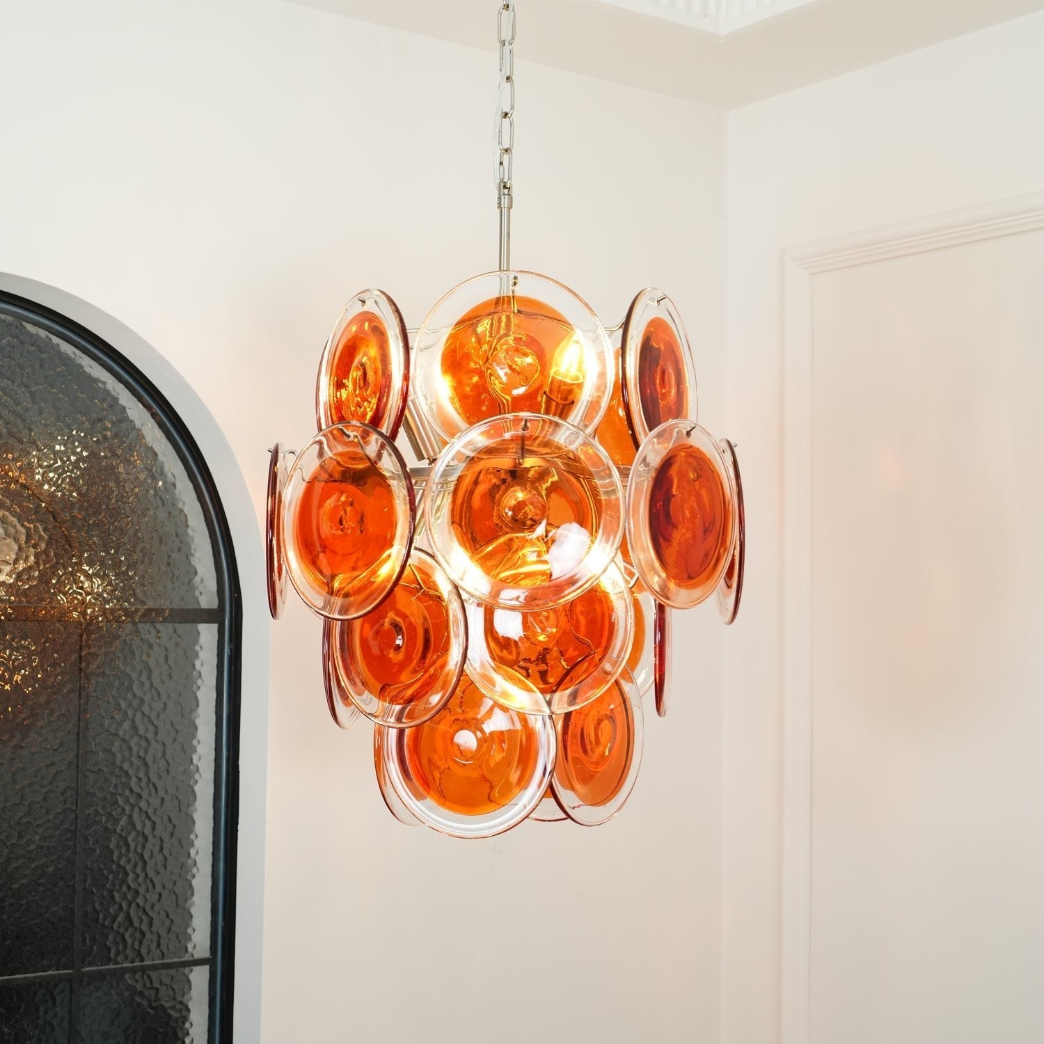 Aurora Chandelier Murano Orange Glass - Letslighting