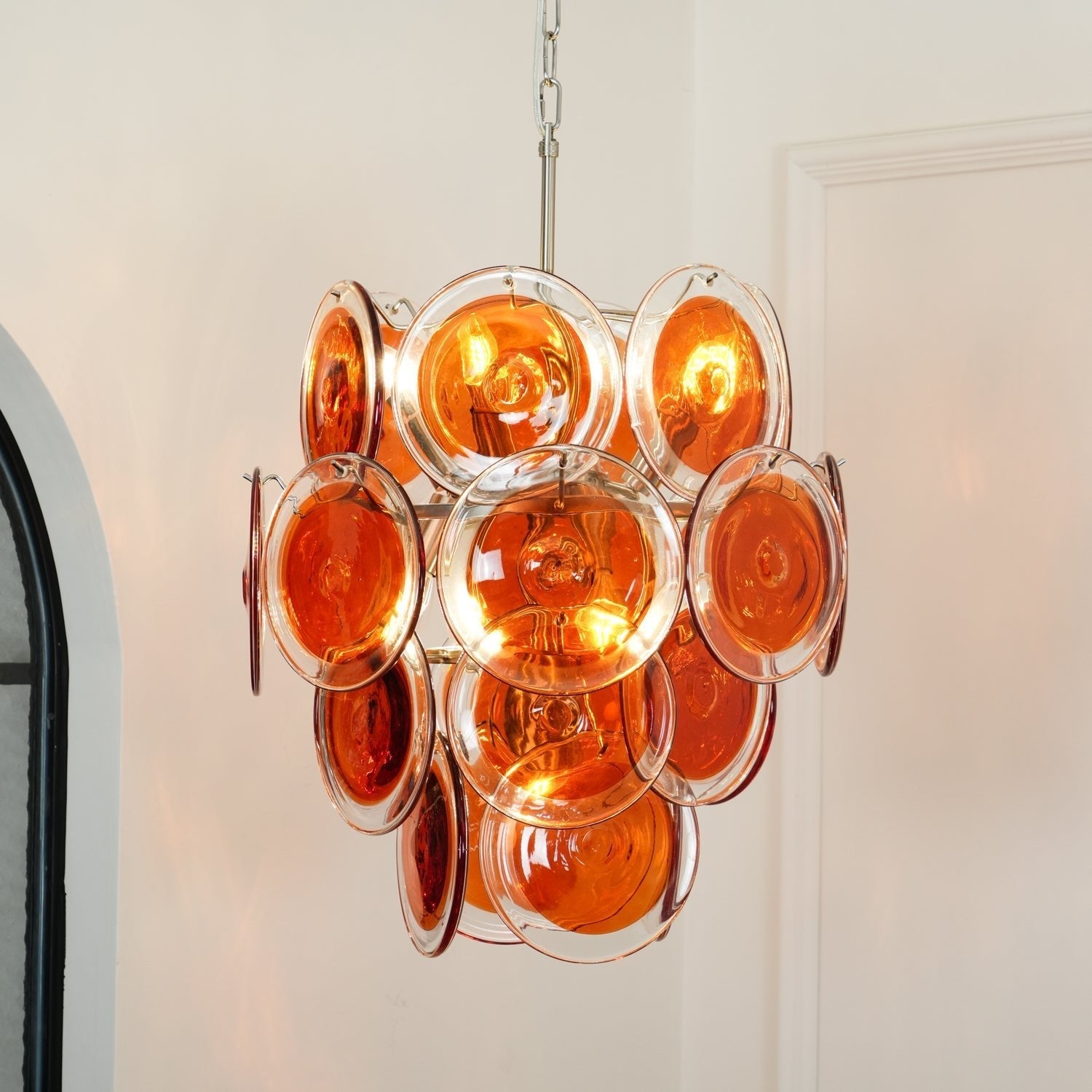 Aurora Chandelier Murano Orange Glass - Letslighting