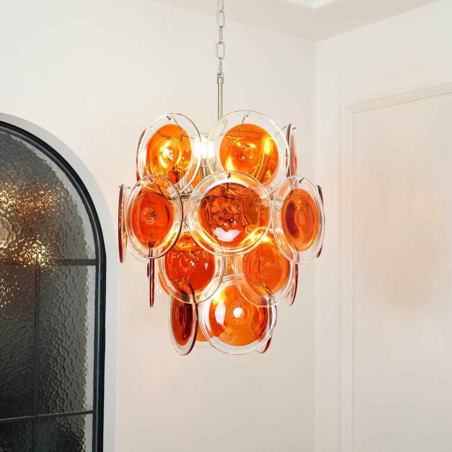 Aurora Chandelier Murano Orange Glass - Letslighting