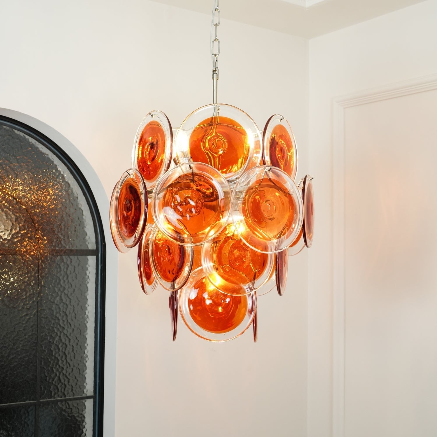 Aurora Chandelier Murano Orange Glass - Letslighting