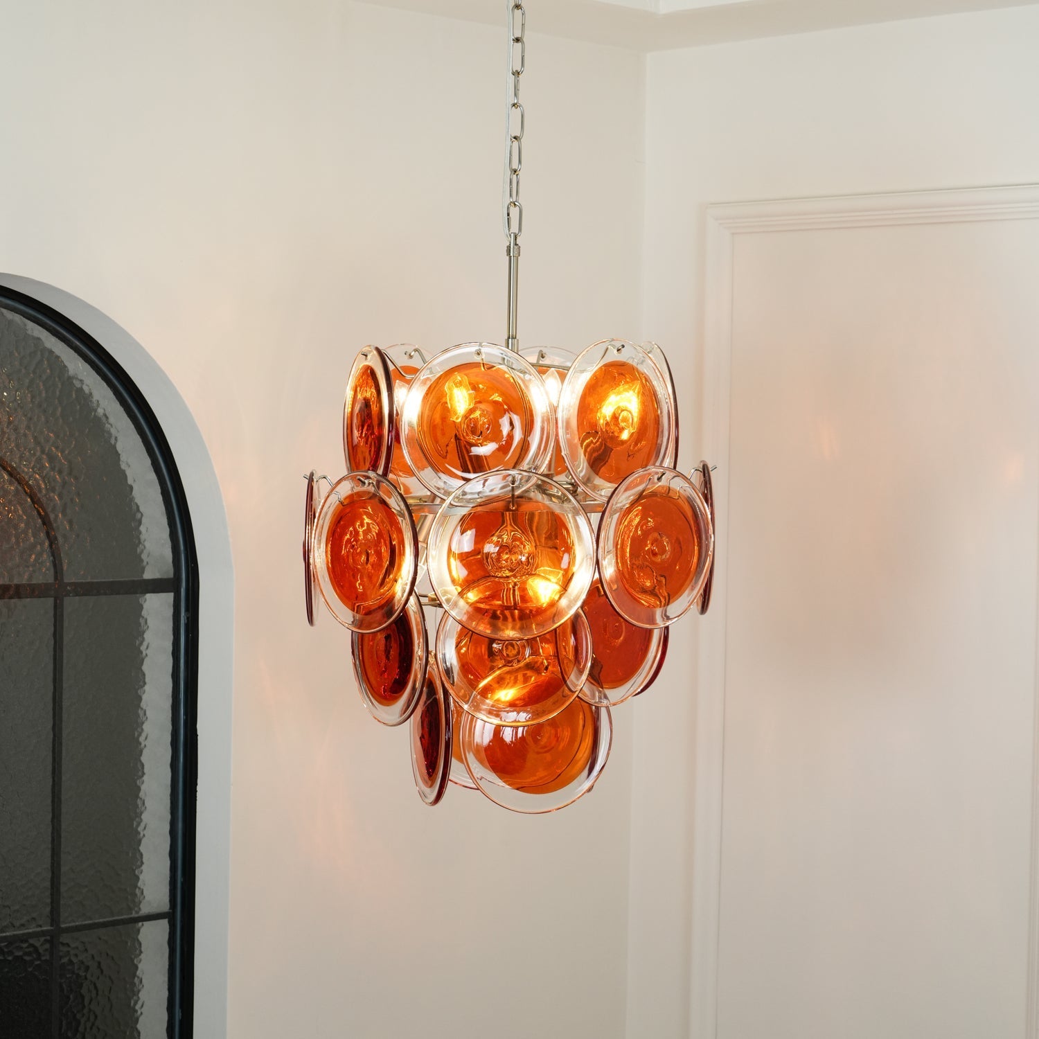Aurora Chandelier Murano Orange Glass - Letslighting