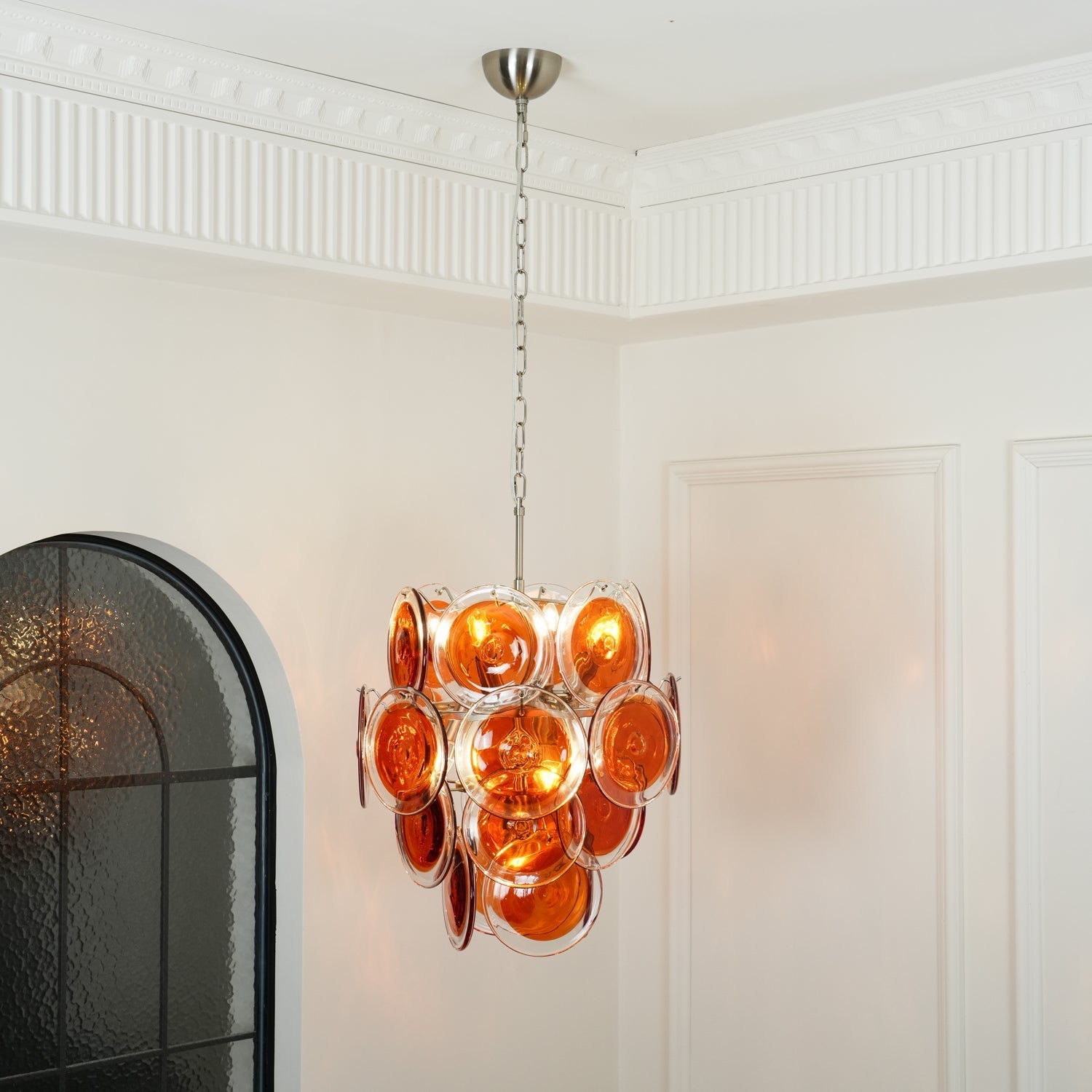 Aurora Chandelier Murano Orange Glass - Letslighting