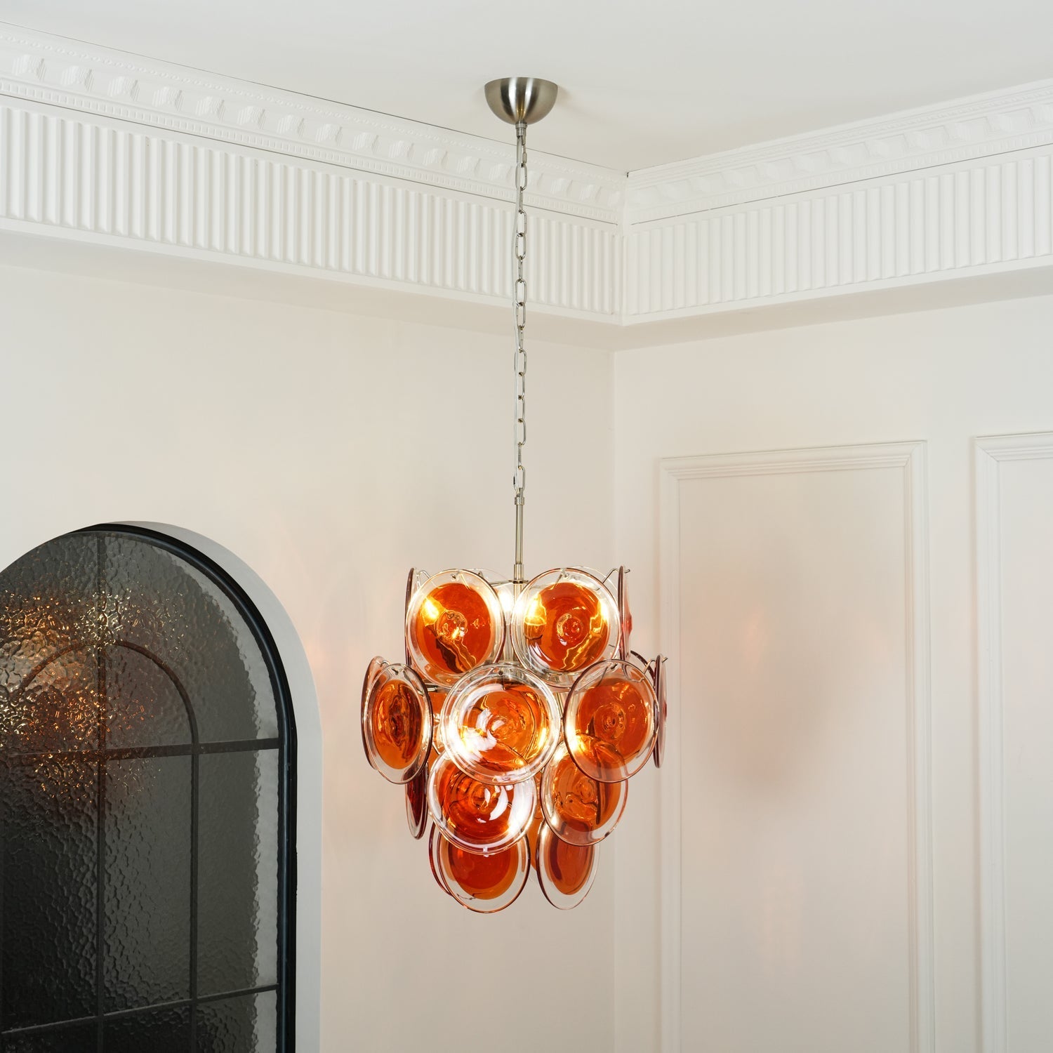 Aurora Chandelier Murano Orange Glass - Letslighting