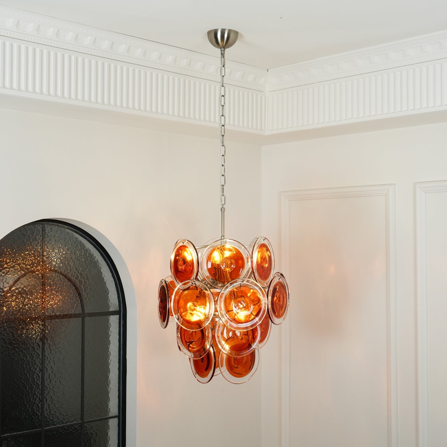Aurora Chandelier Murano Orange Glass - Letslighting
