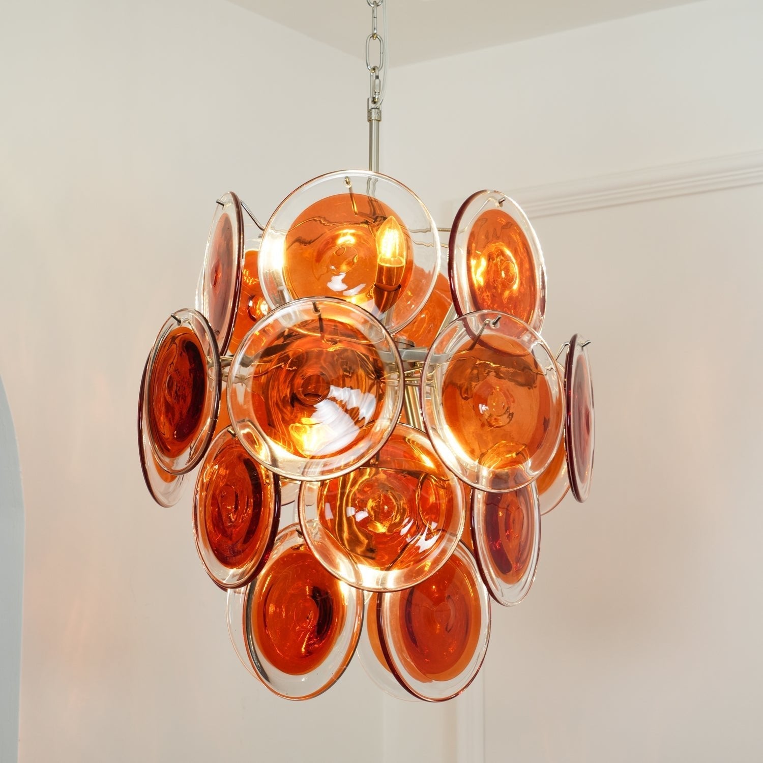 Aurora Chandelier Murano Orange Glass - Letslighting