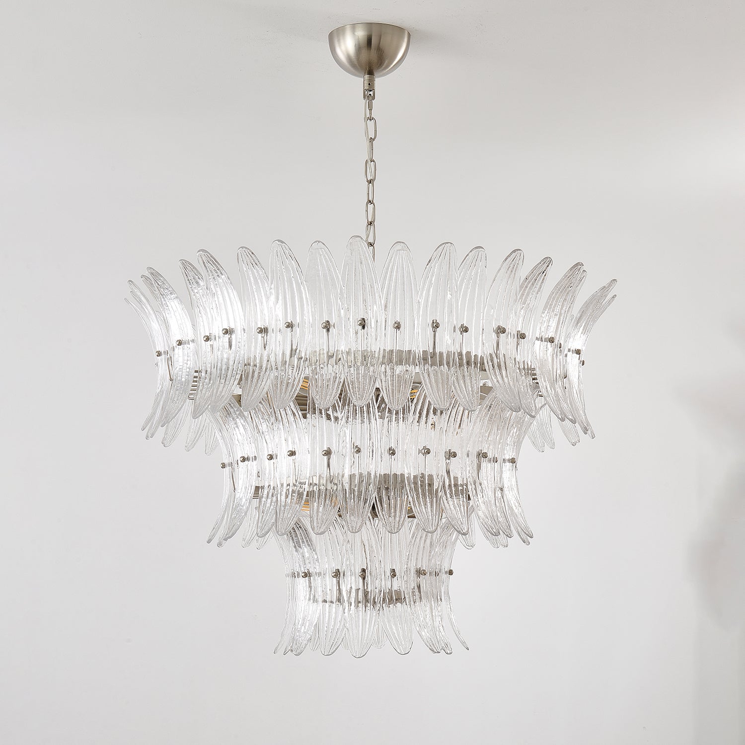 Aurora Chandelier Murano Glass Palmette Leaf Tiered - Letslighting