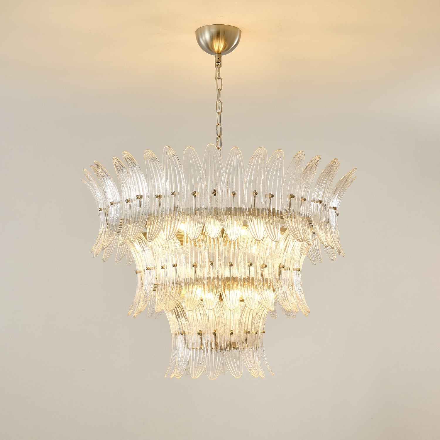 Aurora Chandelier Murano Glass Palmette Leaf Tiered - Letslighting