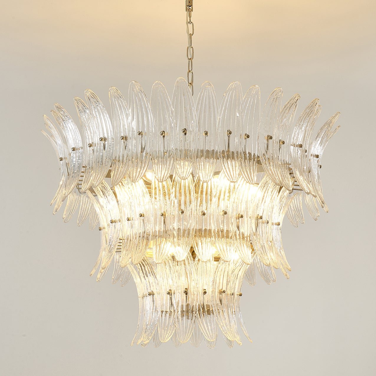 Aurora Chandelier Murano Glass Palmette Leaf Tiered - Letslighting