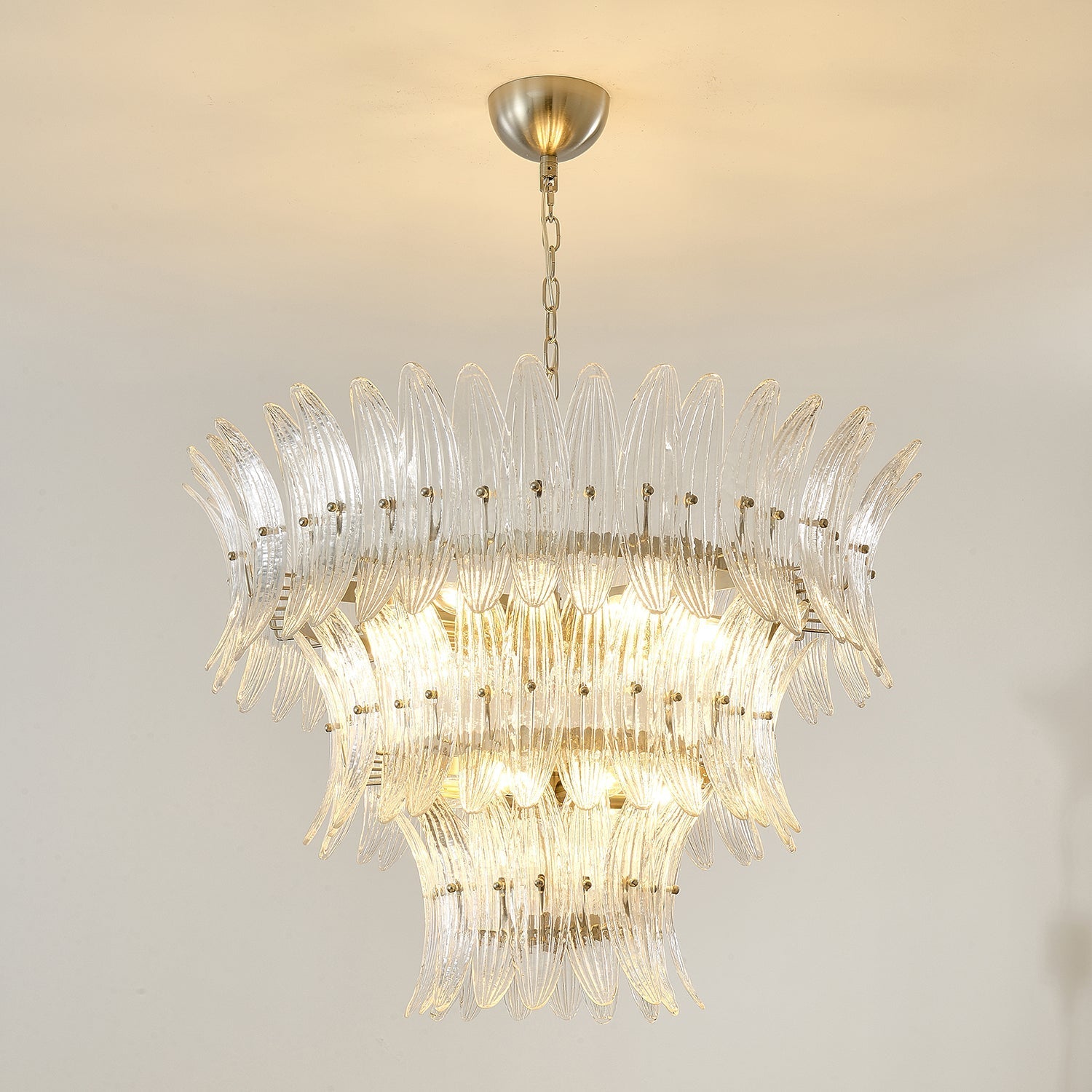 Aurora Chandelier Murano Glass Palmette Leaf Tiered - Letslighting