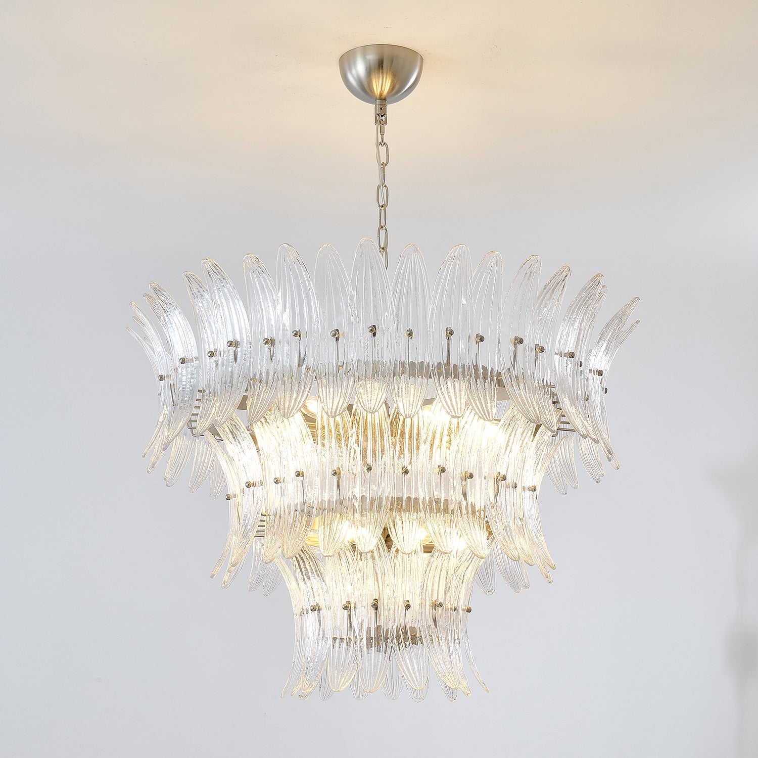 Aurora Chandelier Murano Glass Palmette Leaf Tiered - Letslighting