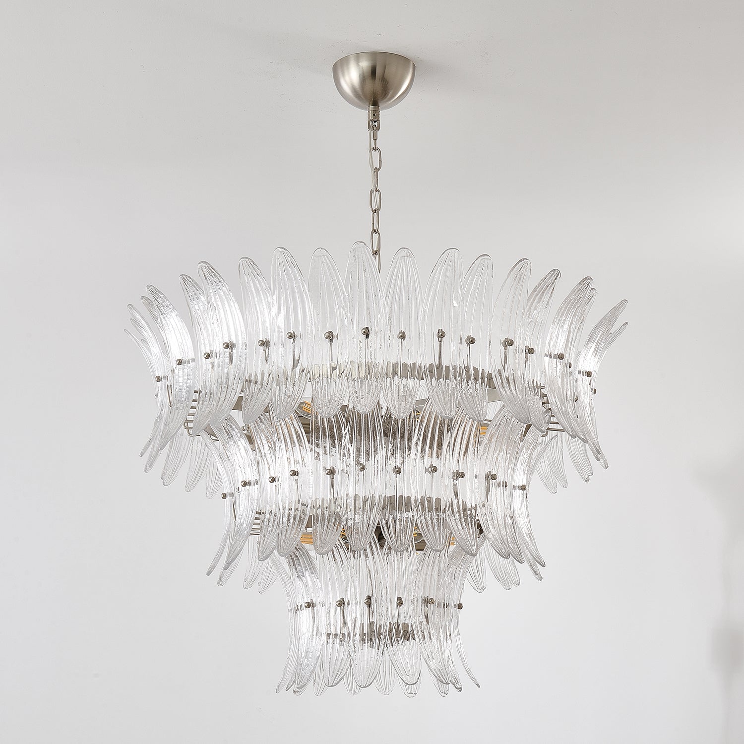 Aurora Chandelier Murano Glass Palmette Leaf Tiered - Letslighting