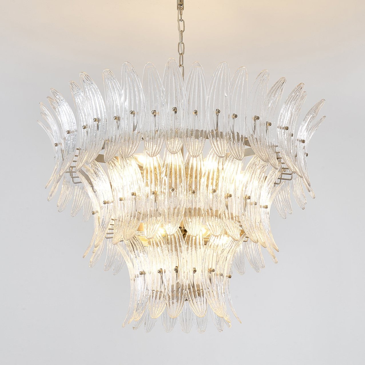 Aurora Chandelier Murano Glass Palmette Leaf Tiered - Letslighting