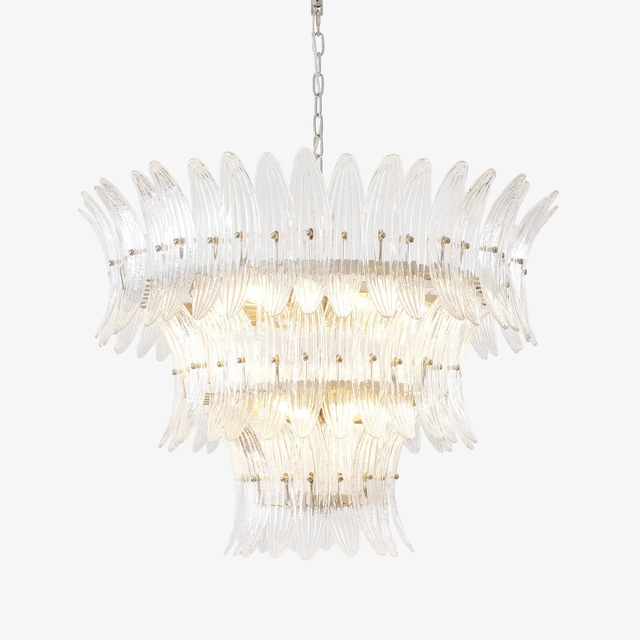 Aurora Chandelier Murano Glass Palmette Leaf Tiered - Letslighting