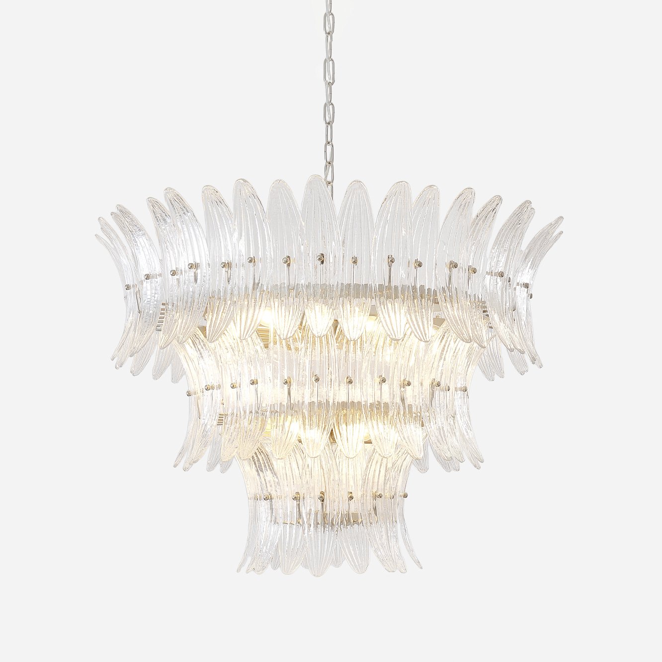 Aurora Chandelier Murano Glass Palmette Leaf Tiered - Letslighting