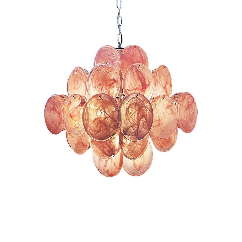 Aurora Chandelier Pink Disc Layered Artisanal - Letslighting