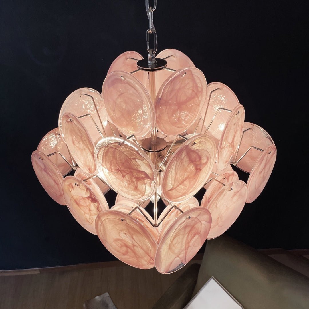 Aurora Chandelier Pink Disc Layered Artisanal - Letslighting