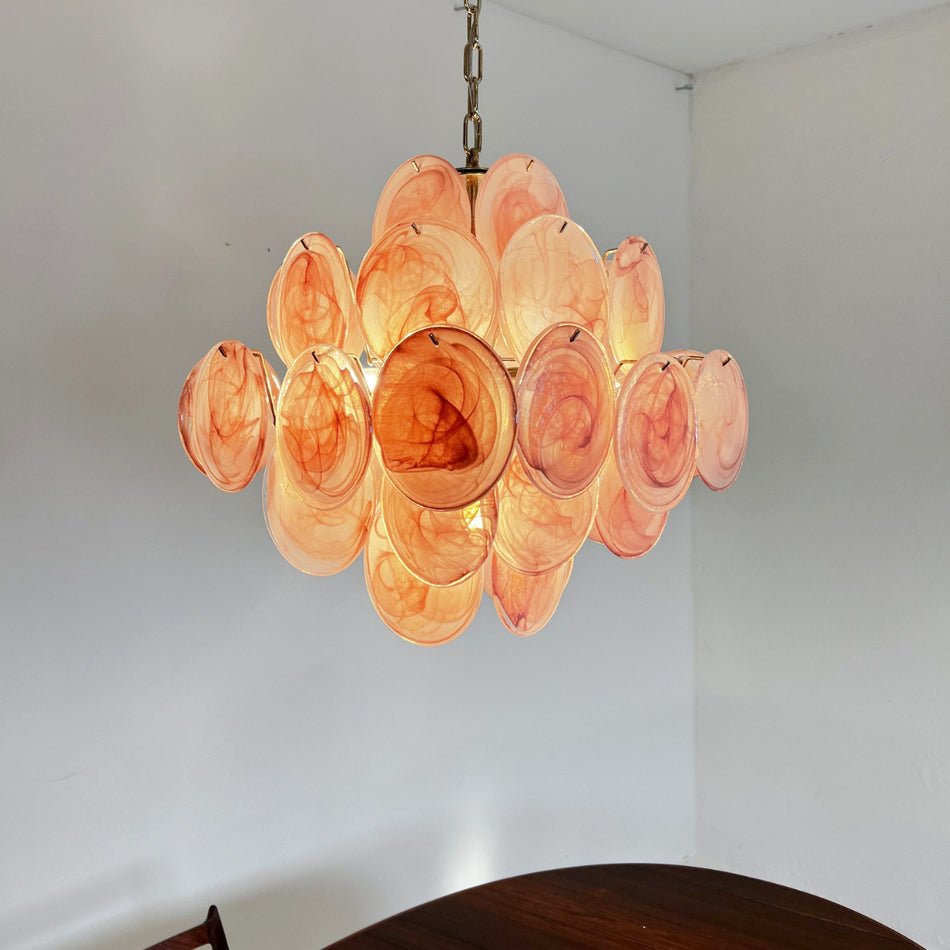 Aurora Chandelier Pink Disc Layered Artisanal - Letslighting