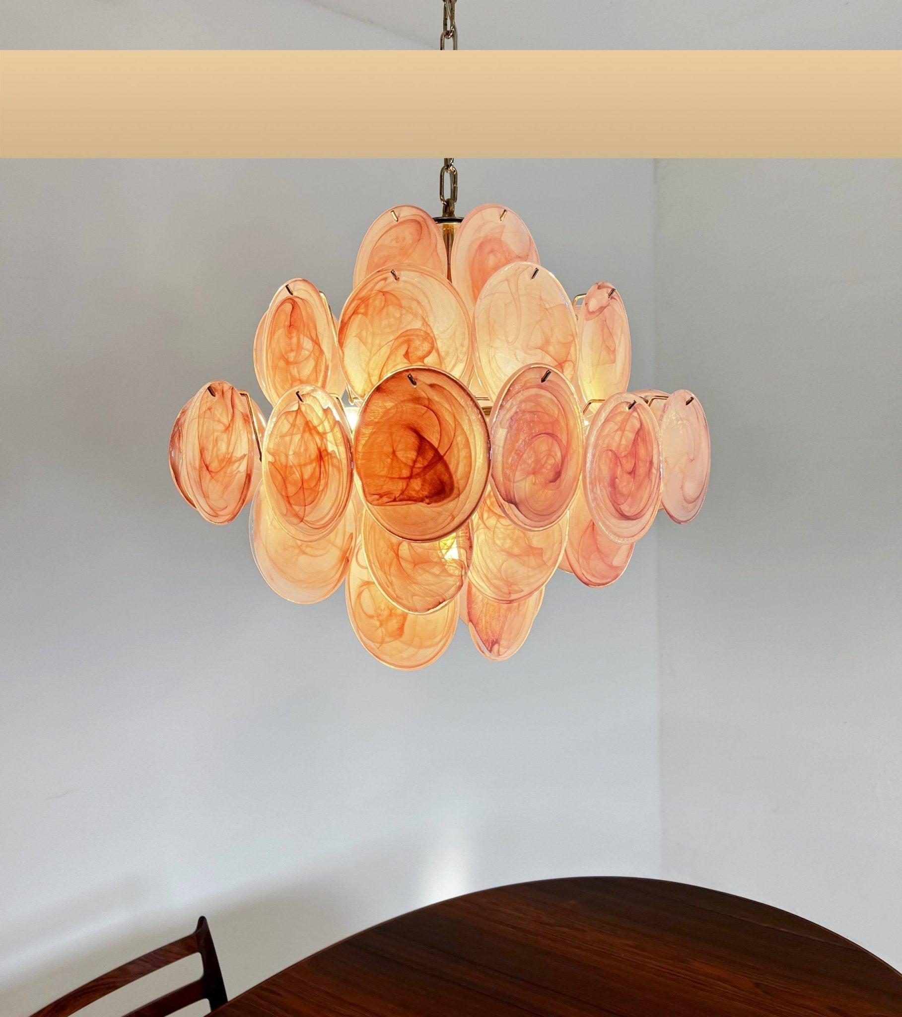 Aurora Chandelier Pink Disc Layered Artisanal - Letslighting