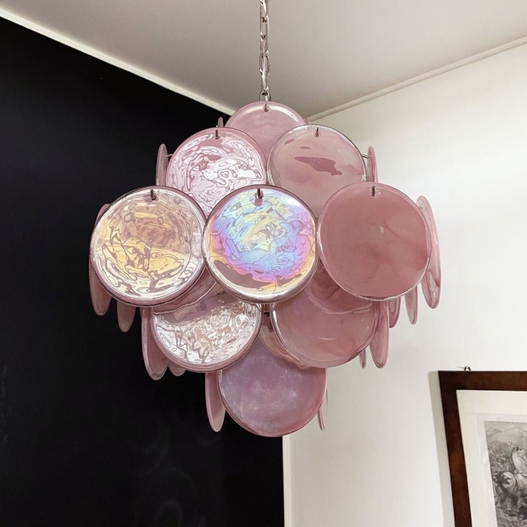 Aurora Chandelier Pink Disc Layered Artisanal - Letslighting