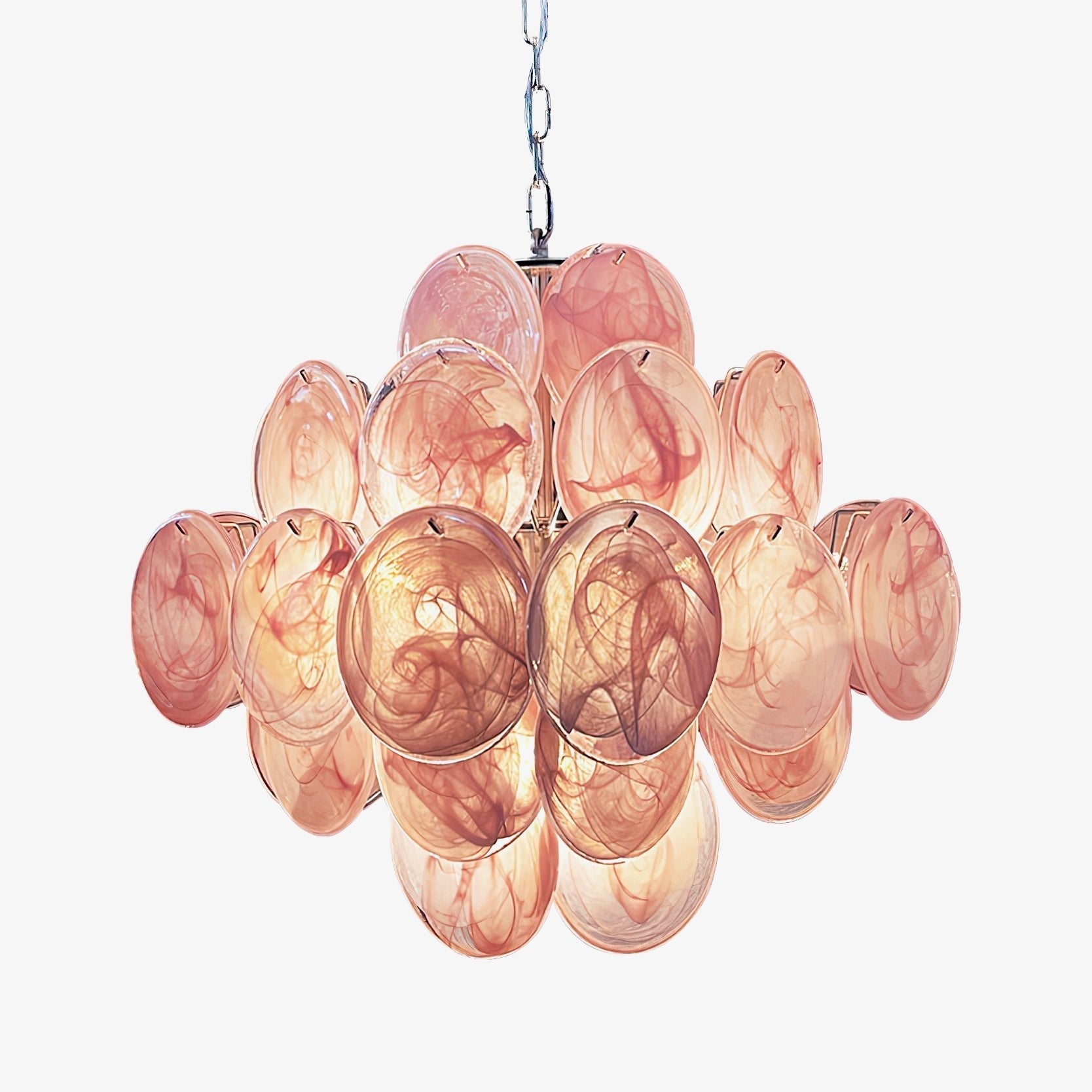Aurora Chandelier Pink Disc Layered Artisanal - Letslighting
