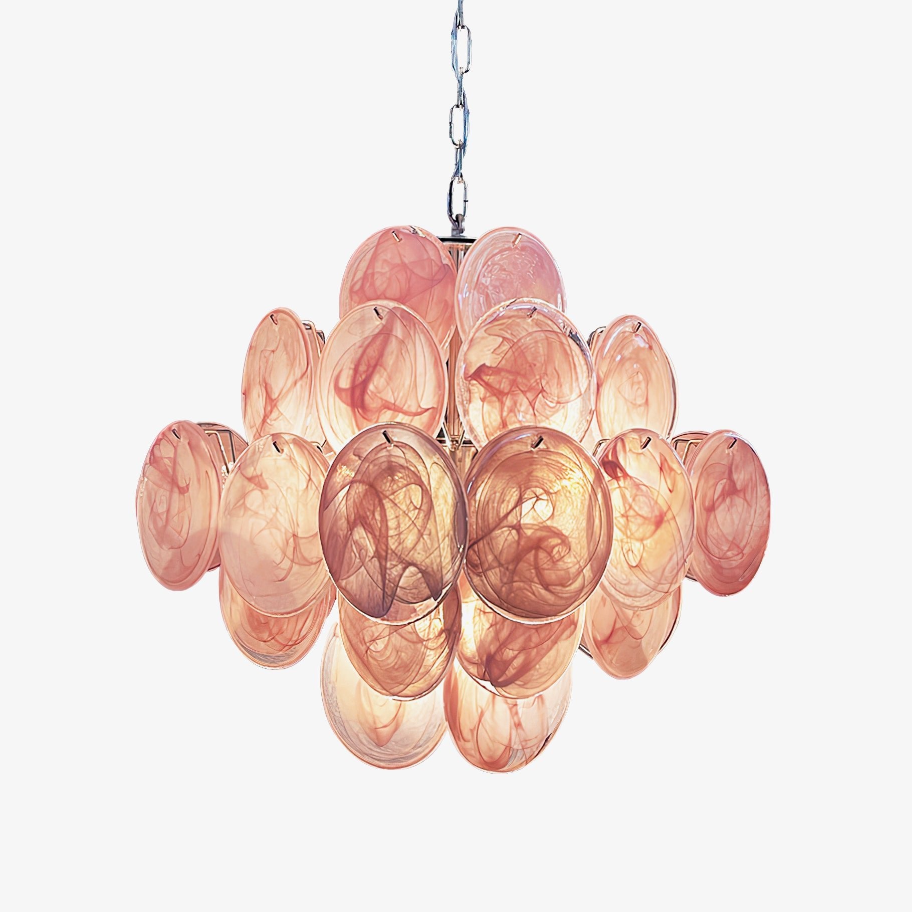 Aurora Chandelier Pink Disc Layered Artisanal - Letslighting
