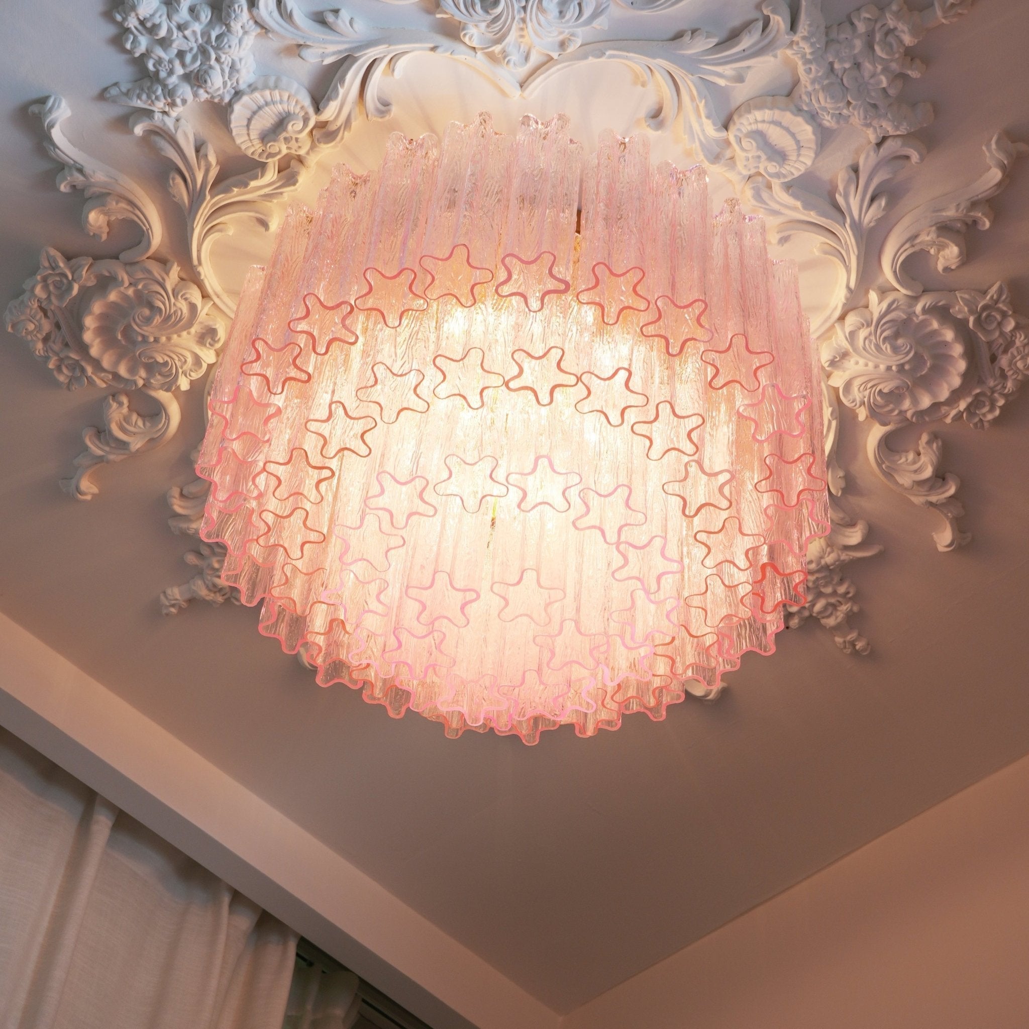 Aurora Ceiling Lamp Murano Pink Glass Vintage - Letslighting