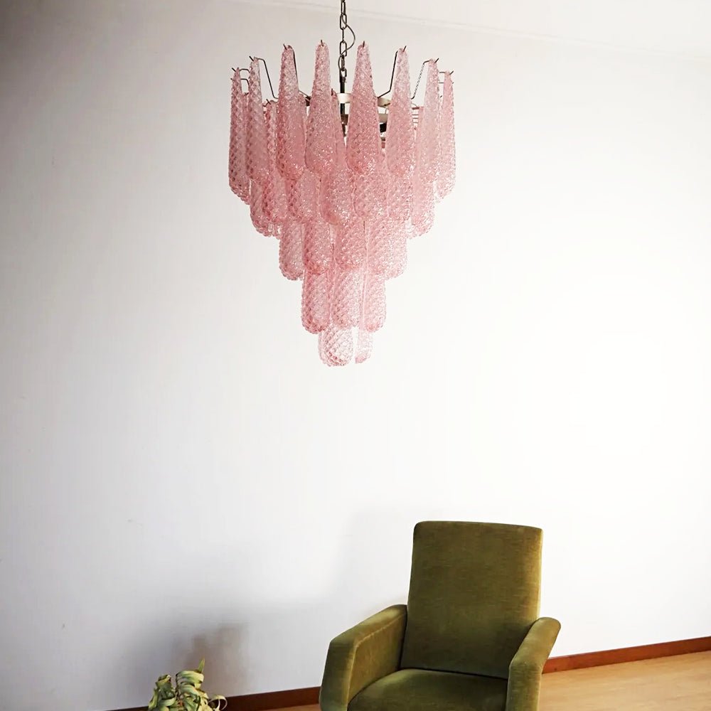 Aurora Chandelier Pink Dewdrop Cascading Romantic - Letslighting