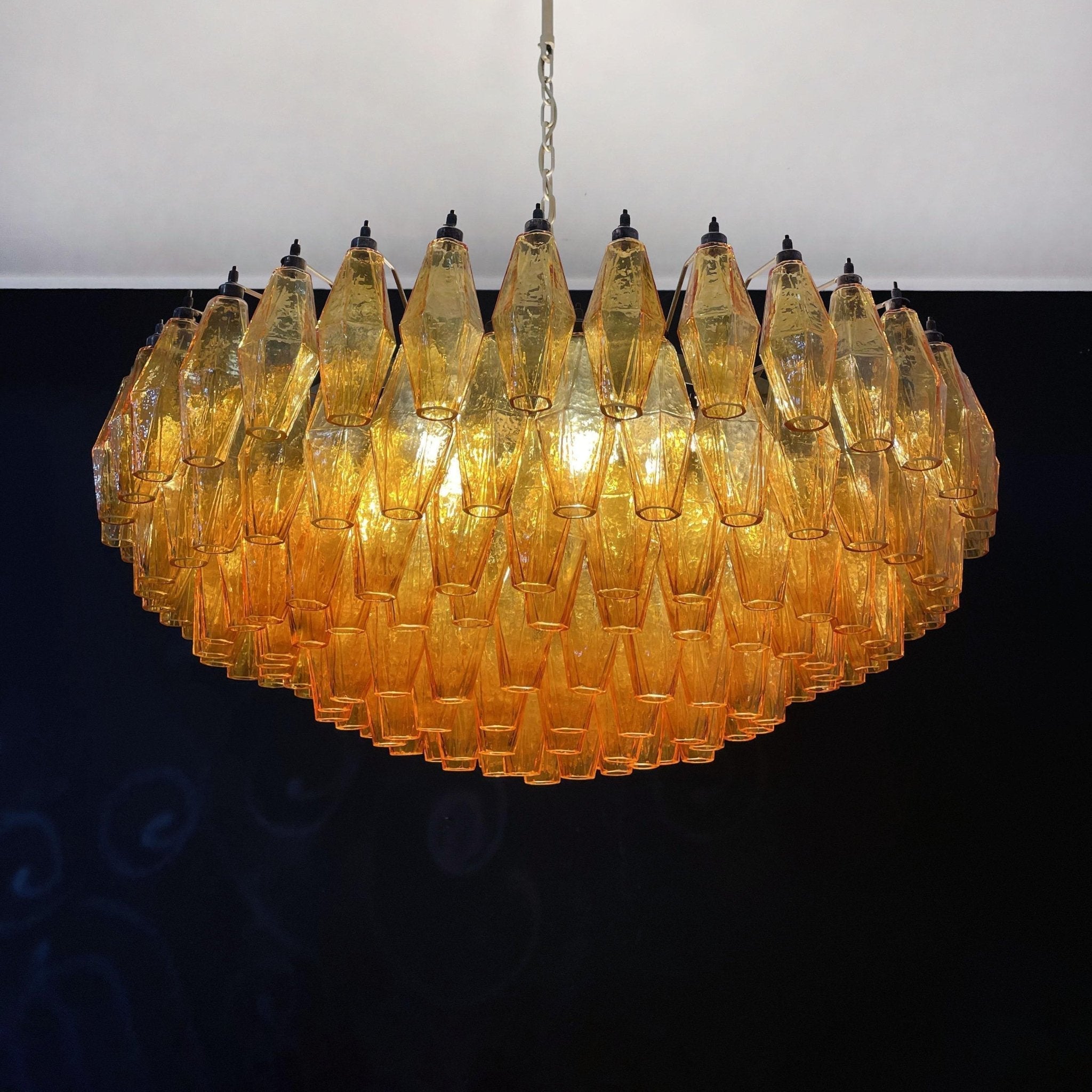 Murano Chandelier Amber Layered Oval - Letslighting