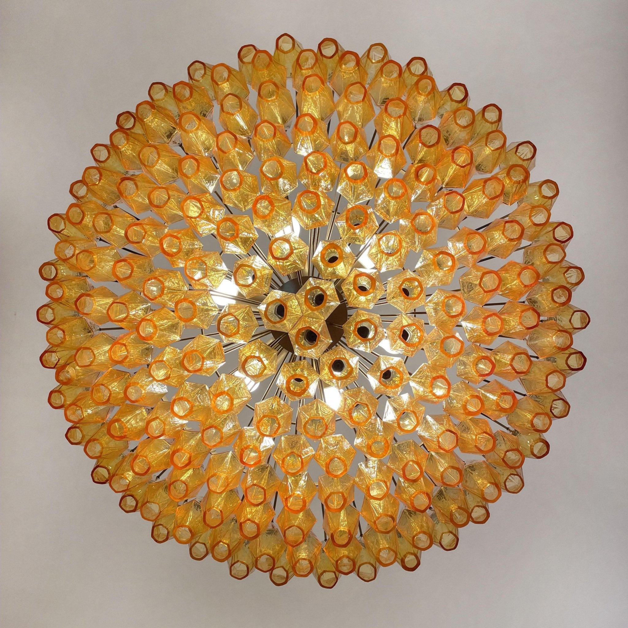 Murano Chandelier Amber Layered Oval - Letslighting