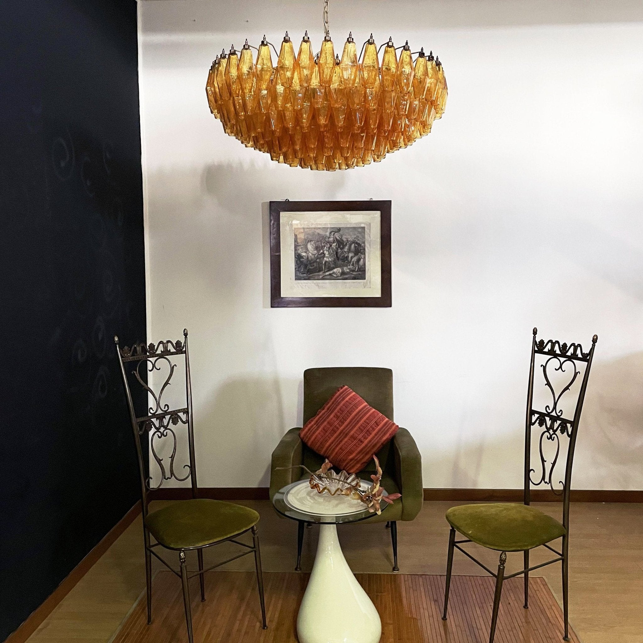 Murano Chandelier Amber Layered Oval - Letslighting