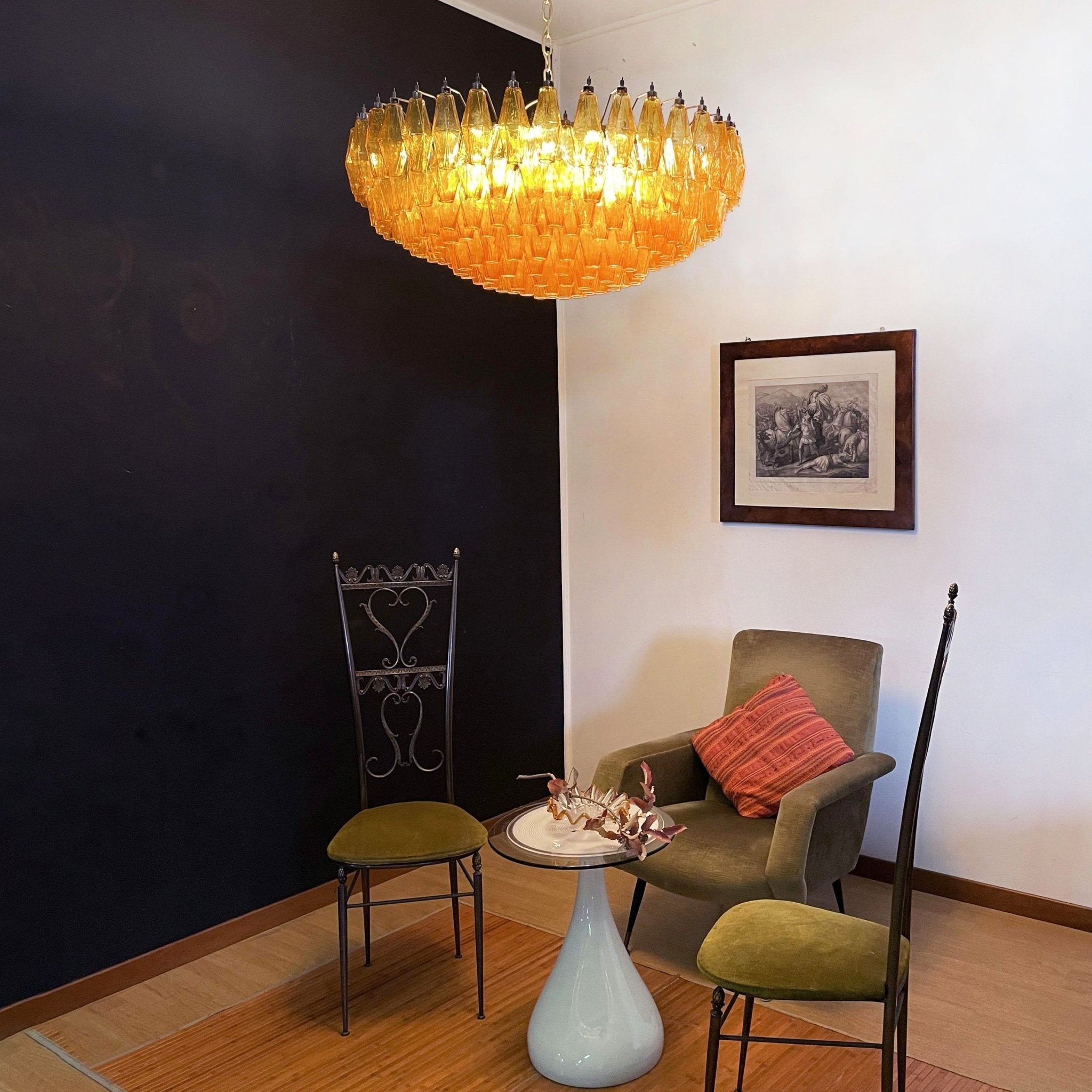 Murano Chandelier Amber Layered Oval - Letslighting