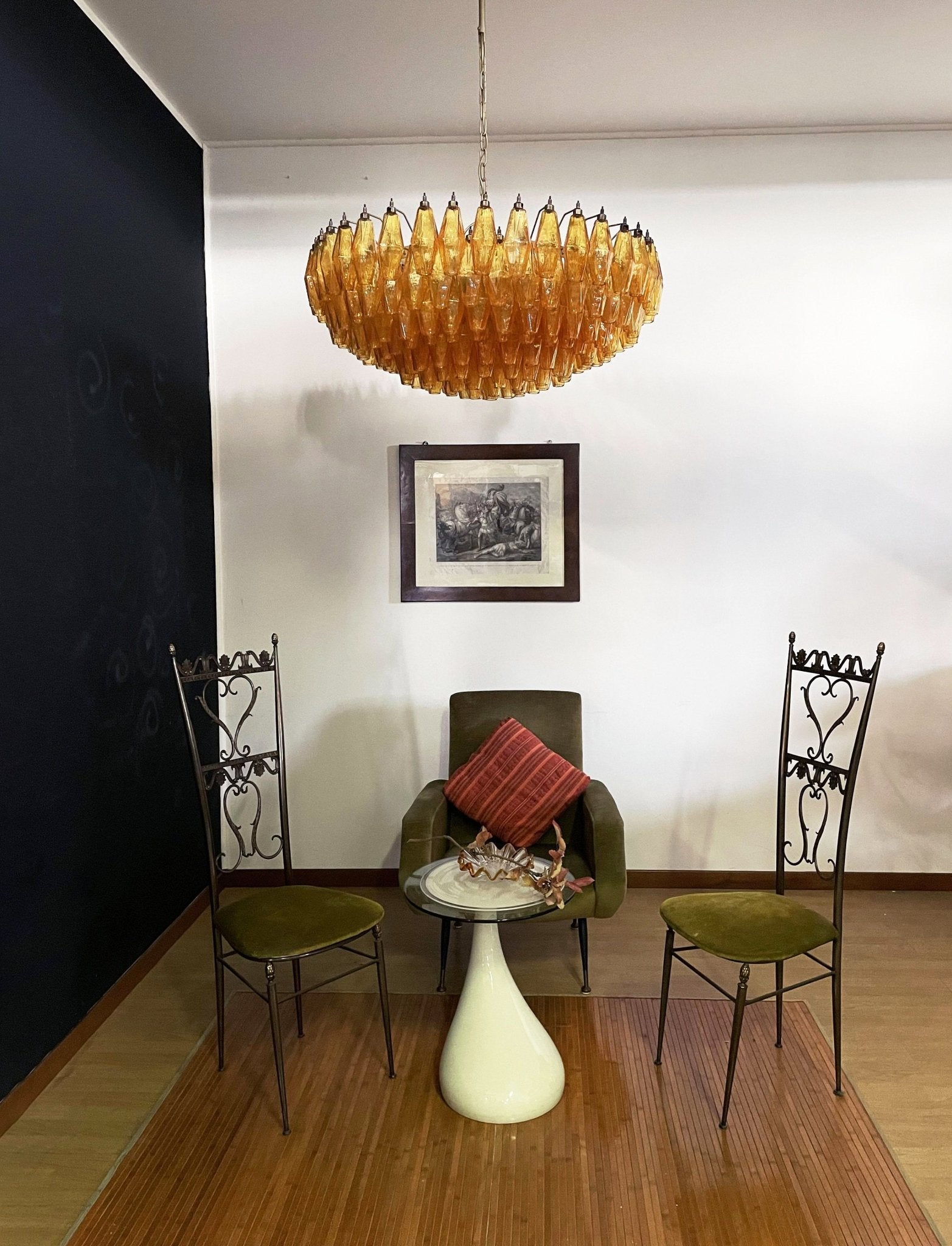 Murano Chandelier Amber Layered Oval - Letslighting