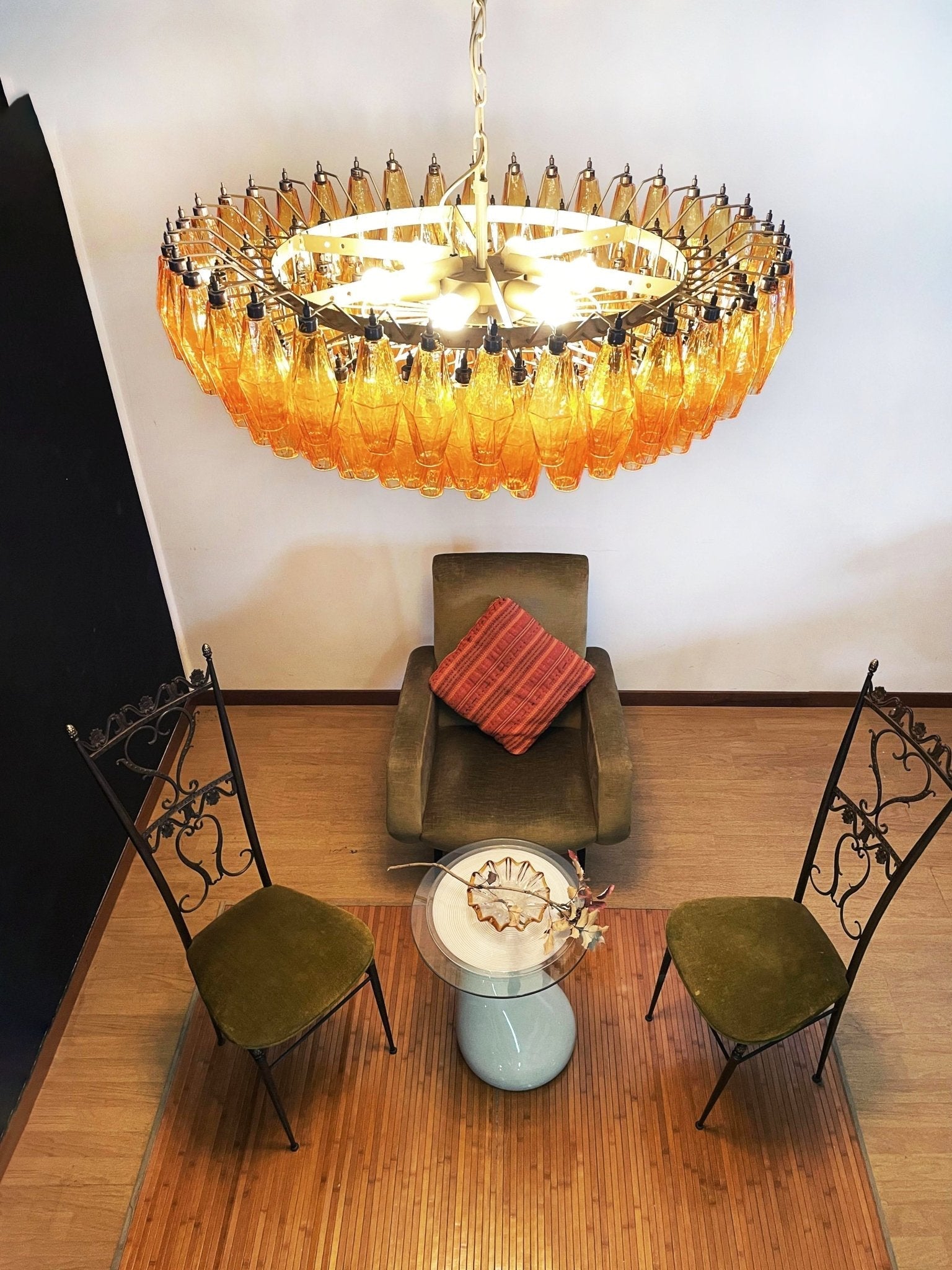 Murano Chandelier Amber Layered Oval - Letslighting