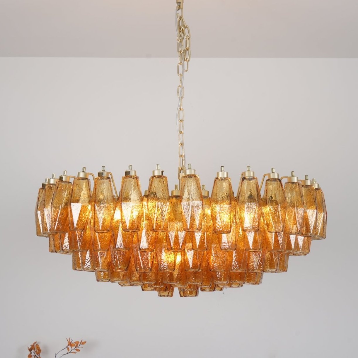 Murano Chandelier Amber Layered Oval - Letslighting