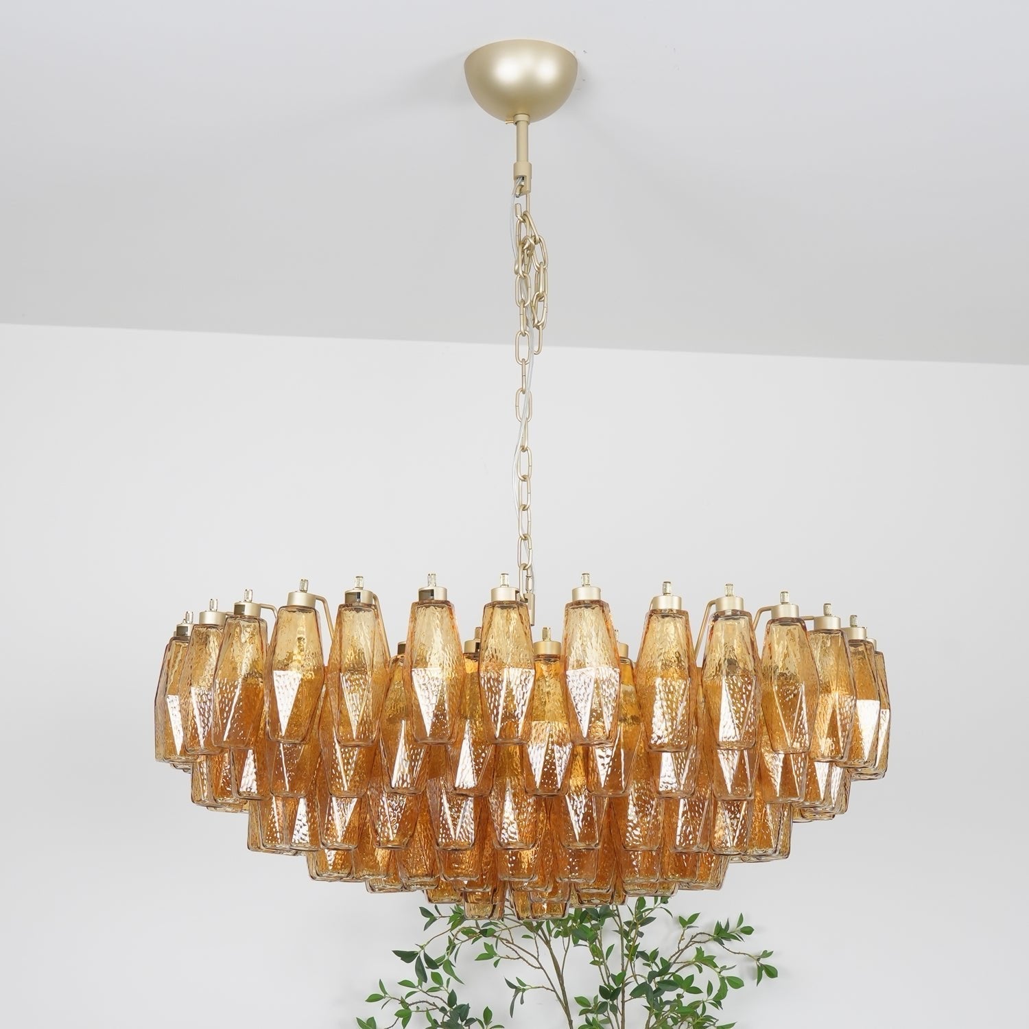 Murano Chandelier Amber Layered Oval - Letslighting