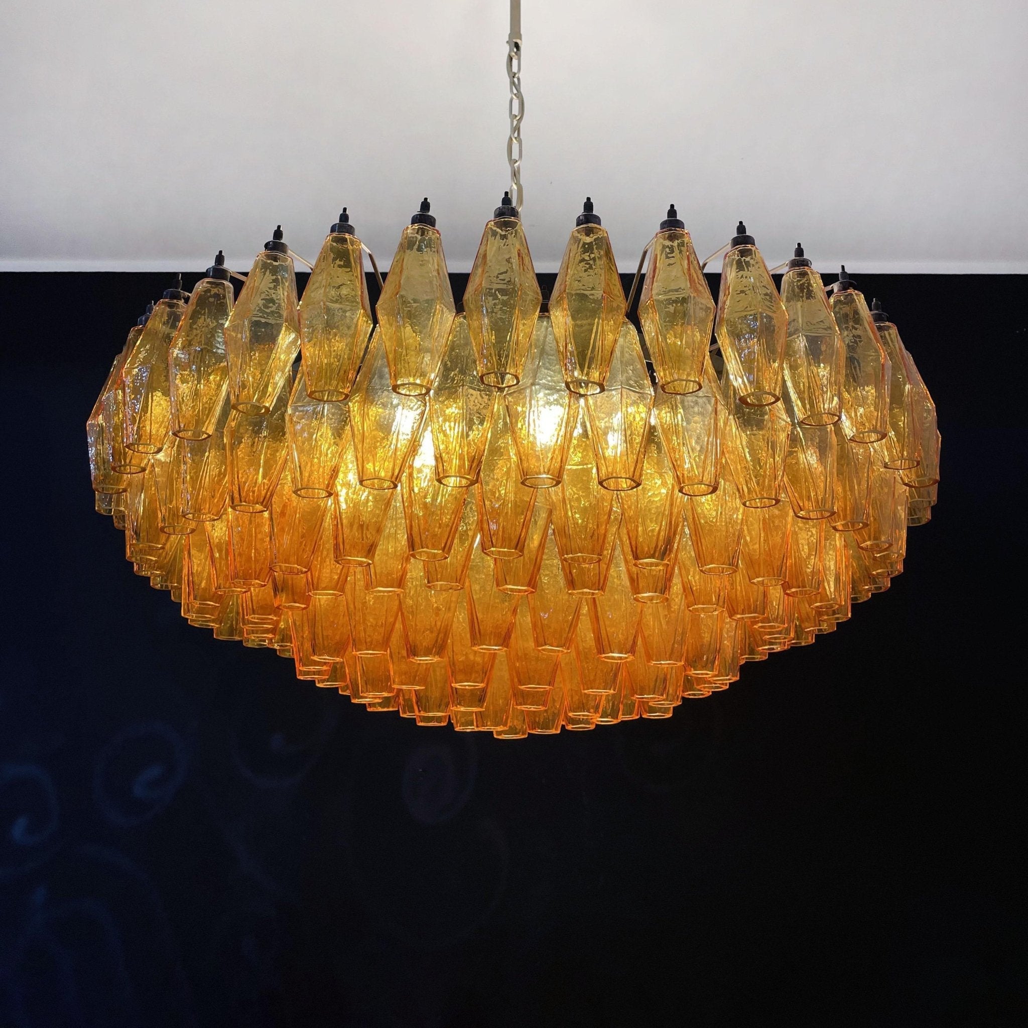 Murano Chandelier Amber Layered Oval - Letslighting