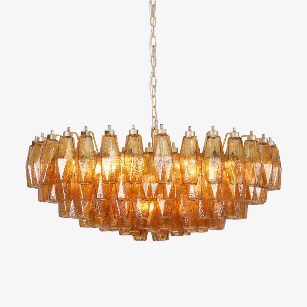 Murano Chandelier Amber Layered Oval - Letslighting