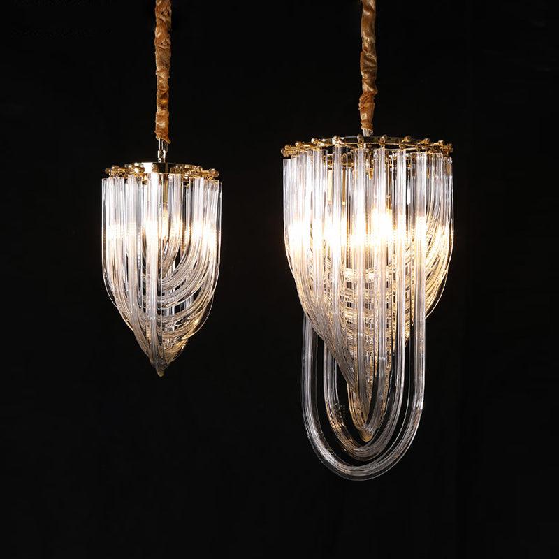 Aurora Chandelier Clear Curved Tiered - Letslighting