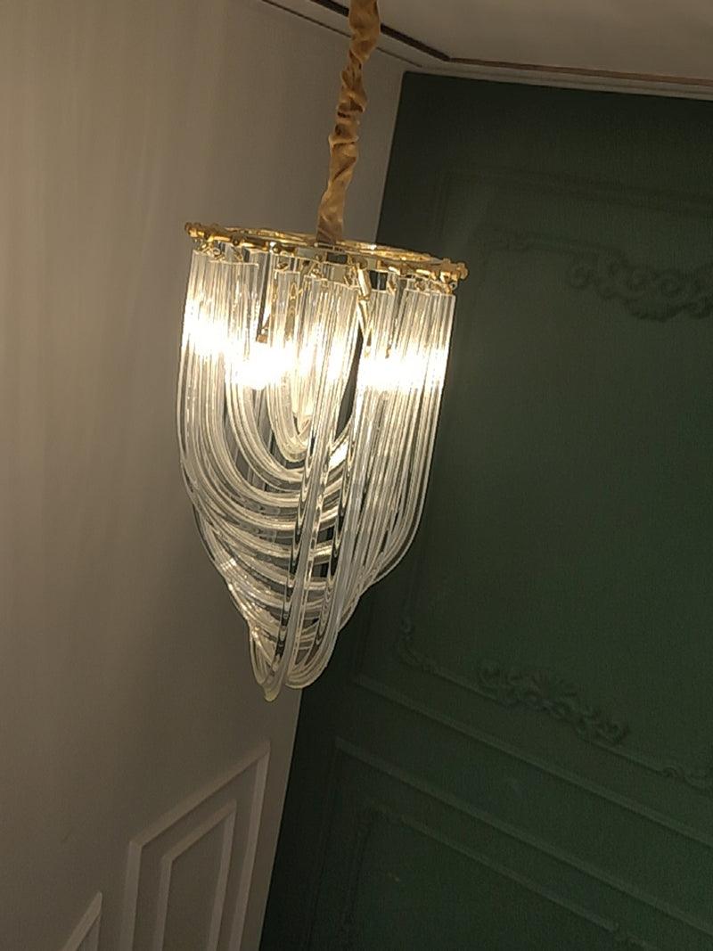 Aurora Chandelier Clear Curved Tiered - Letslighting